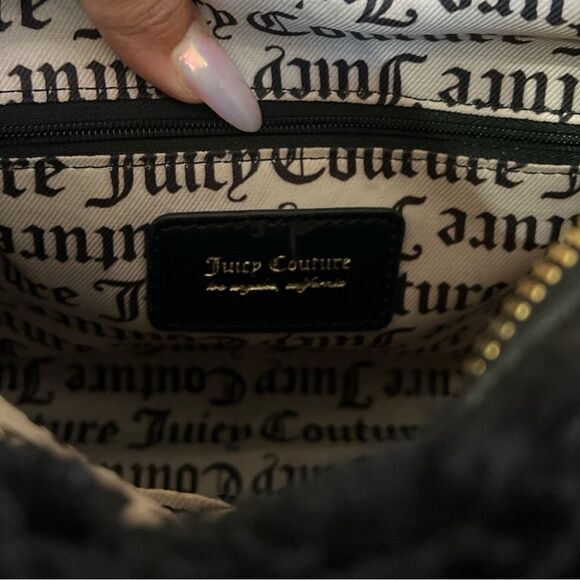 Juicy Couture Black Let’s Get Cozy Fluffy Satchel/ Crossbody In Liquorice - Picture 3 of 7